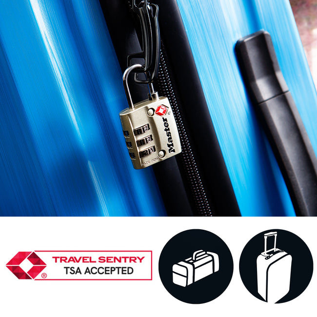 Master Lock -  Hangslot masterlock 3-cijfer tsa nikkel 30mm