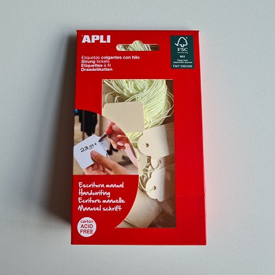 Klika -  Hangetiket met koord 22x35 mm GEEL 100st