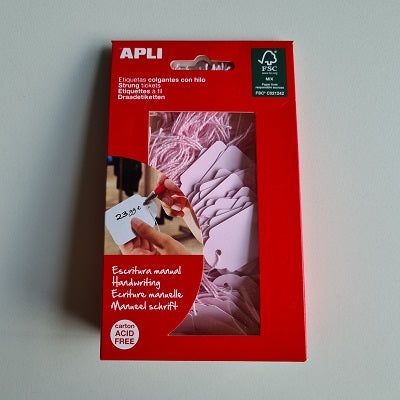 Klika -  Hangetiket met koord 22x35 mm ROZE 100st