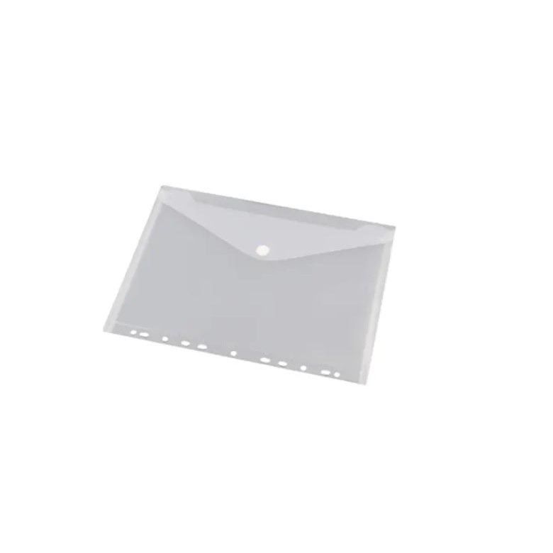 Sans marque - Chemise à documents, avec fermeture velcro, ft A4, perforé, blanc, paquet de 10 pièces