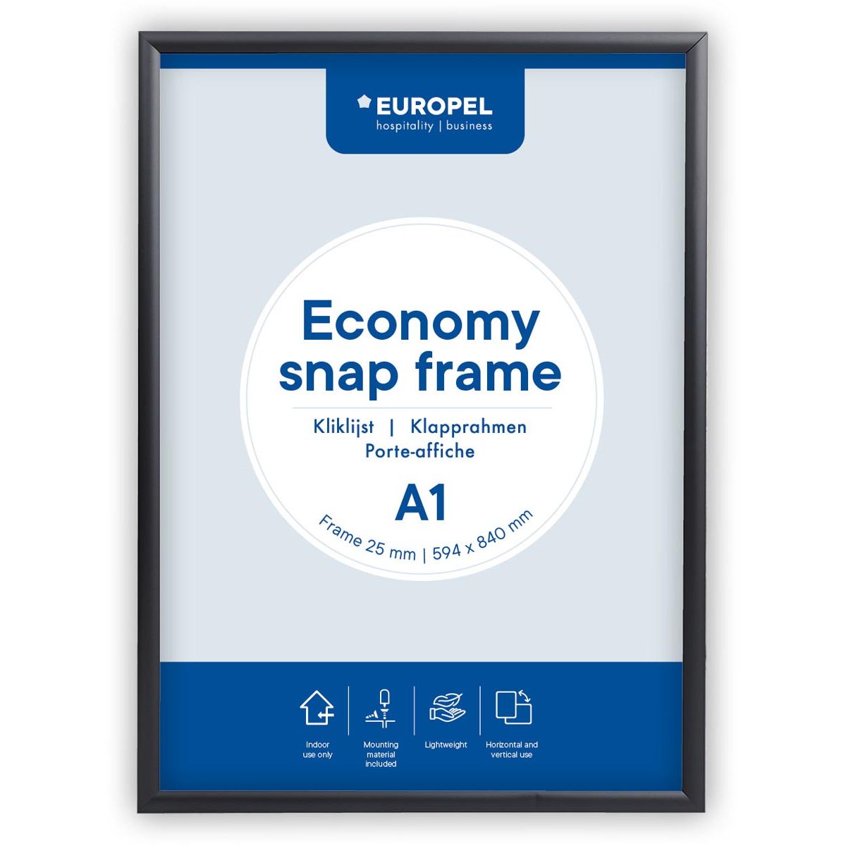 Europel - pel Click frame Economy, cadre 25 mm, ft A1, noir
