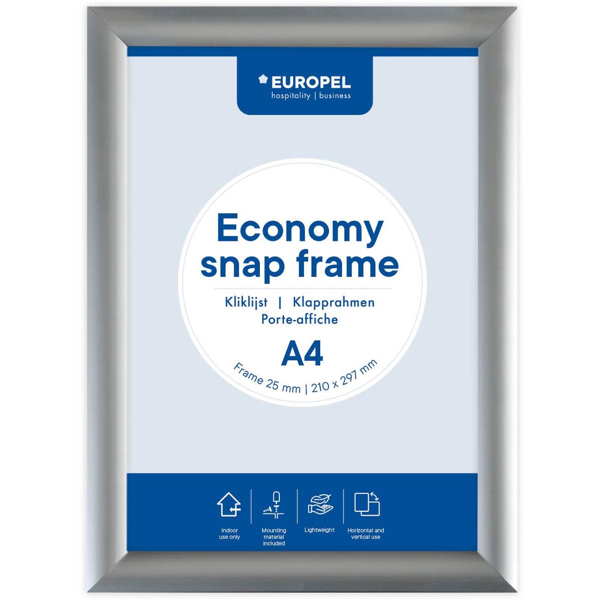 Europel -  pel clicklijst Economy, 25 mm, ft A4, zilver