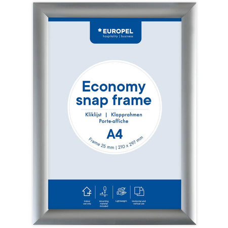 Europel - Cadre à pression Peel Economy A4 argent
