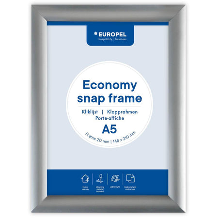 Europel - Cadre à pression Peel Economy A5 argent