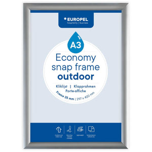 Europel -  pel clicklijst Economy, waterdicht, 25 mm, ft A3, zilver