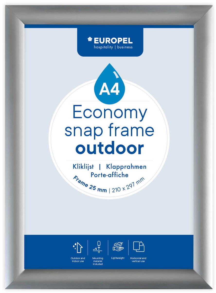 Europel -  pel clicklijst Economy, waterdicht, 25 mm, ft A4, zilver
