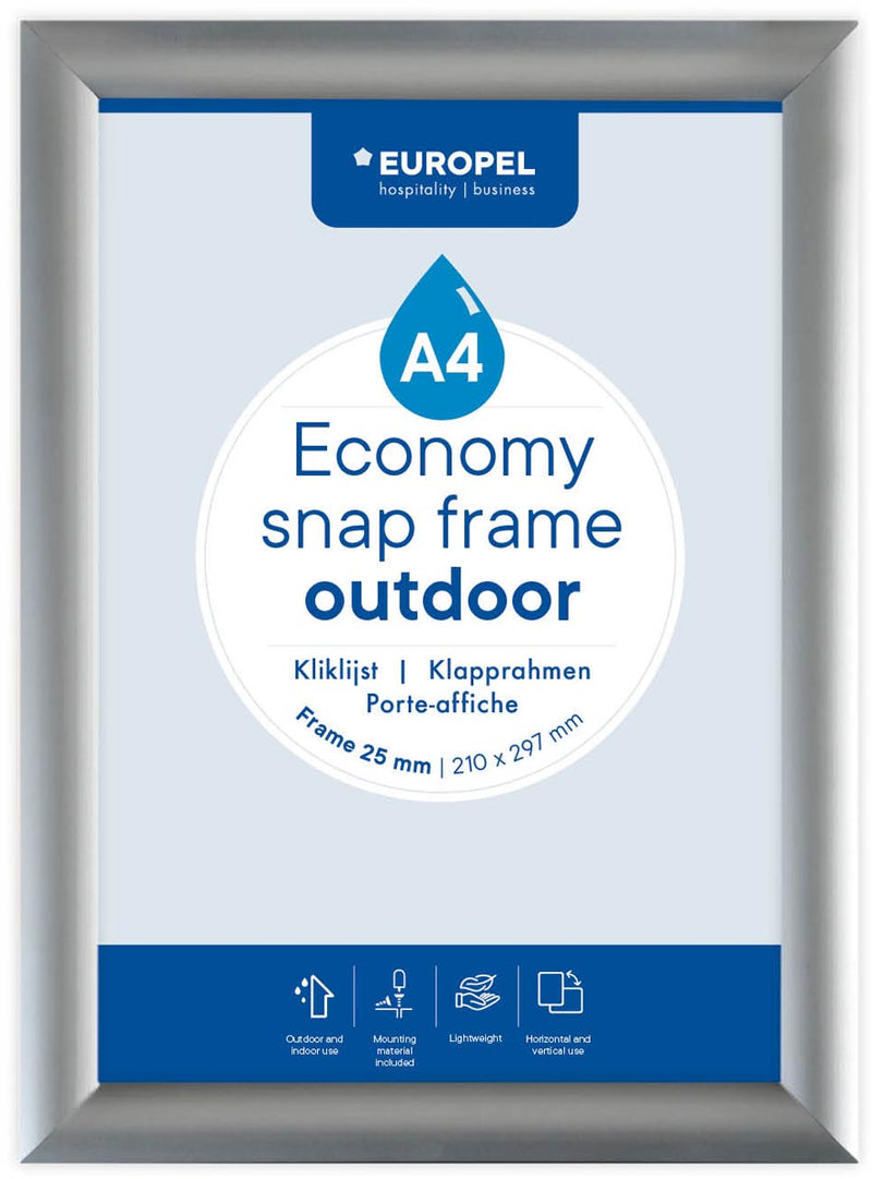 Europel -  pel clicklijst Economy, waterdicht, 25 mm, ft A4, zilver