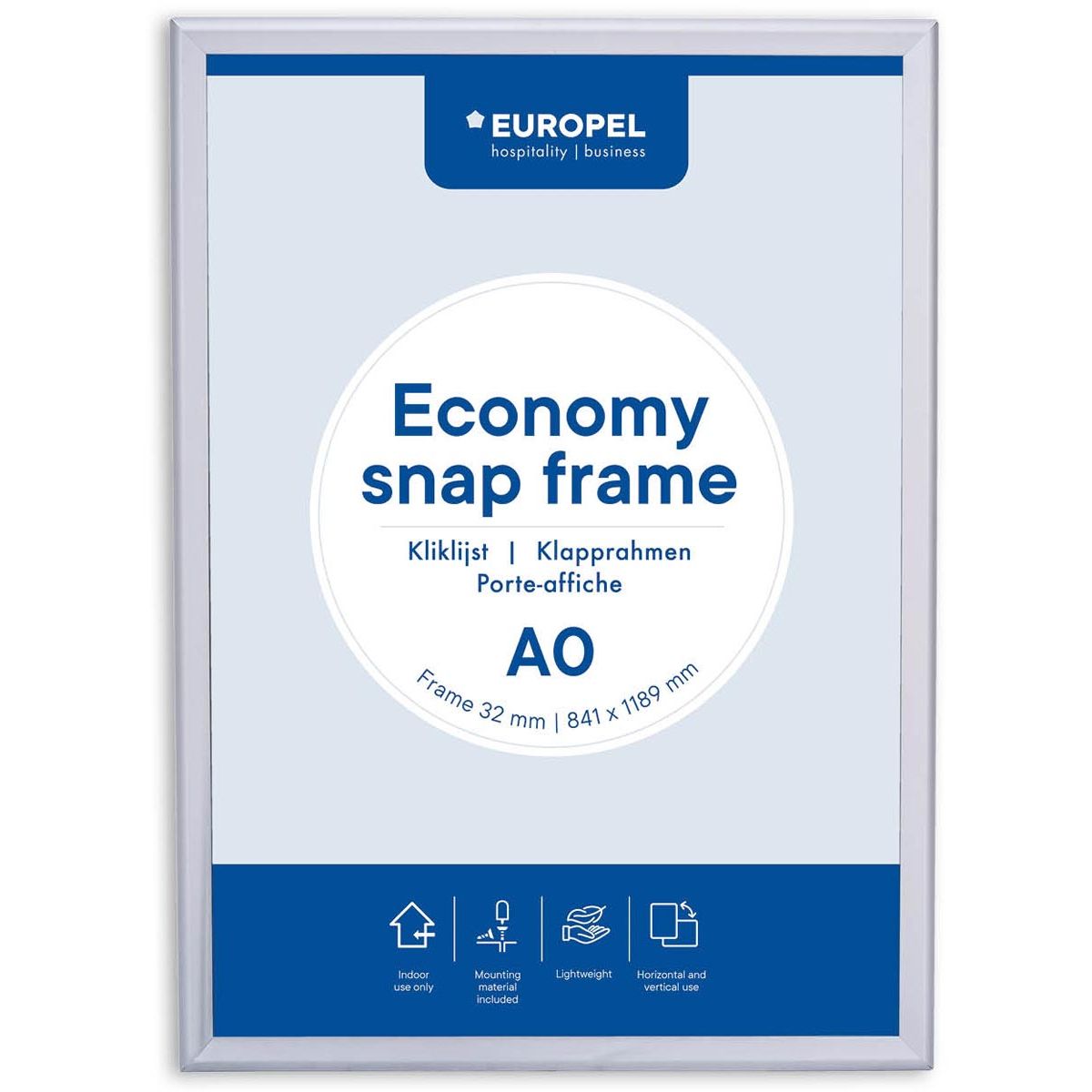 Europel -  pel Clicklijst Economy, lijst 32 mm, ft A0, zilver