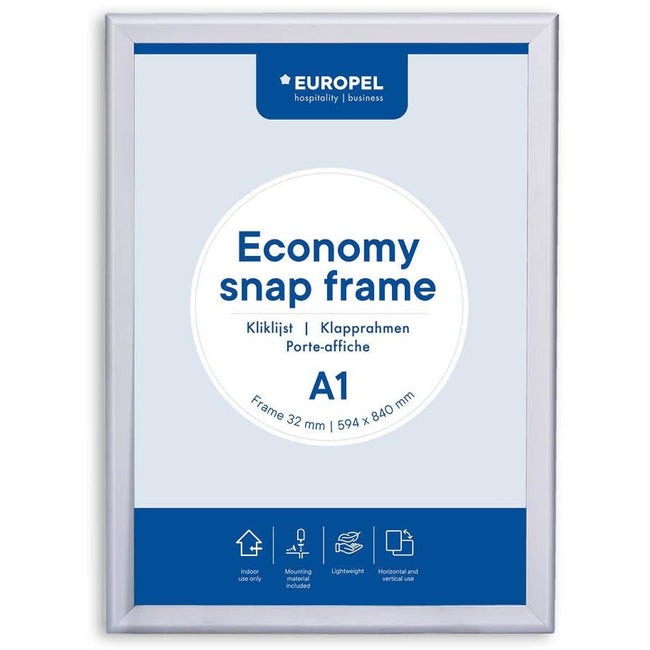 Europel -  pel Clicklijst Economy, lijst 32 mm, ft A1, zilver