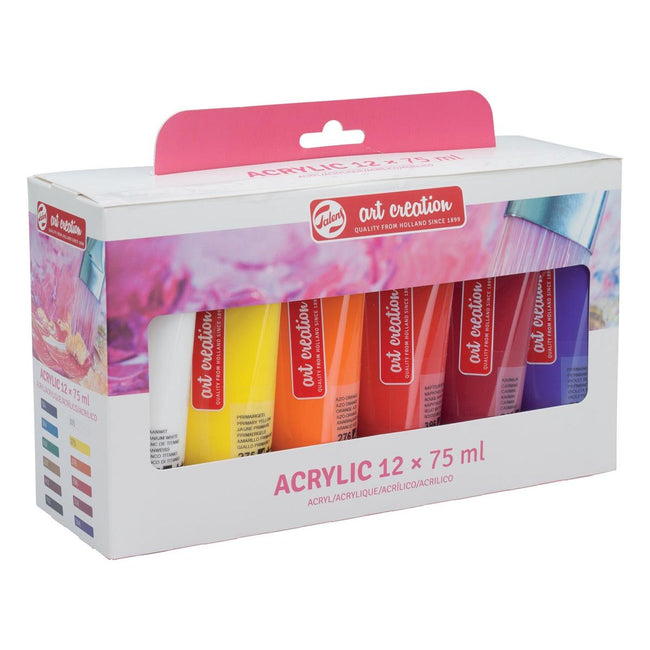 Talens Art Creation -  Art Creation acrylverf tube van 75 ml, set van 12 tubes in geassorteerde kleuren