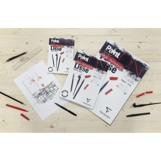 Clairefontaine -  Tekenblok  paint on a4 glad 25v 250g | 4 stuks
