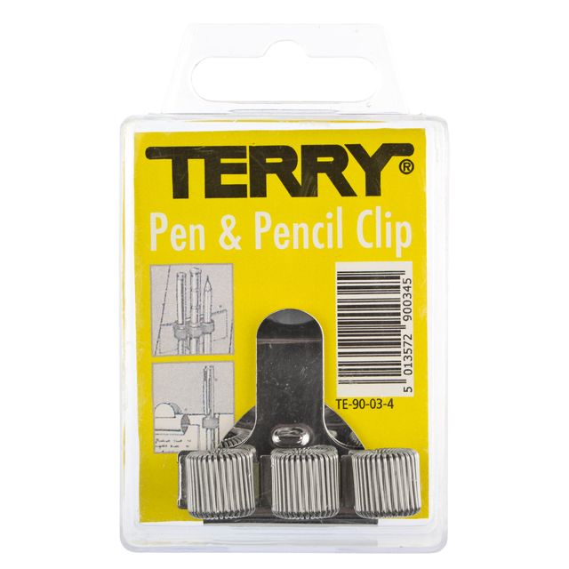 Terry - Clip porte-stylo pour 3 stylos/crayons argenté