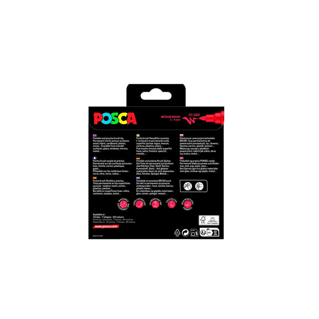 Posca -  Paintmarker uni  pc-5br brushpunt m ass 8st
