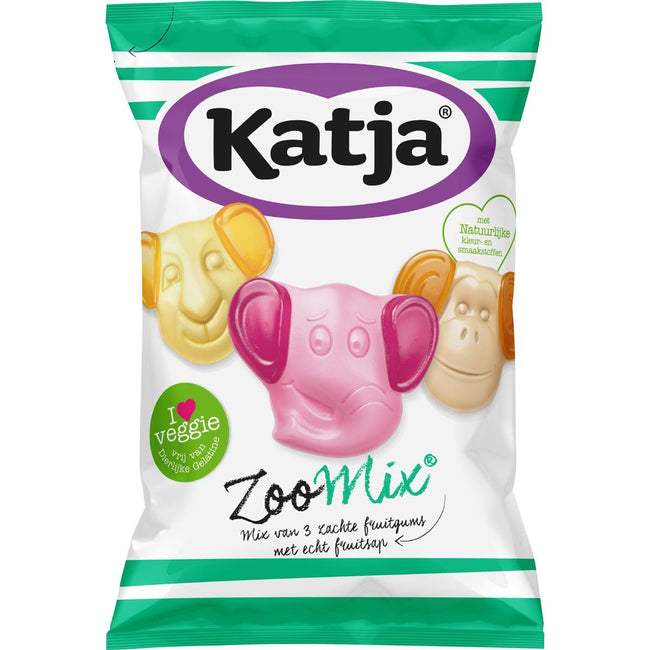 Katja - Katja Zoo mélange bonbon, mélange de 3 gencives de fruits molles avec du vrai jus de fruits, 255 g de sac