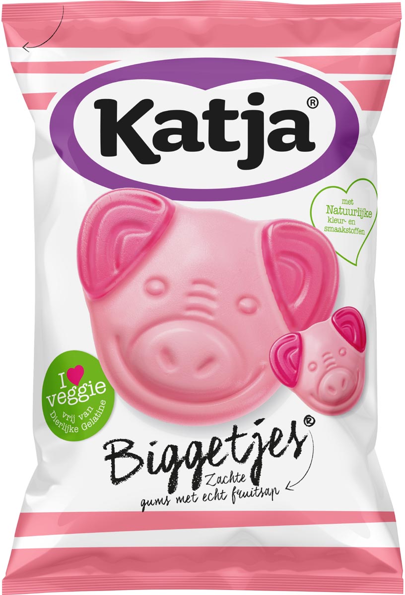Katja - Ferkelbonbons, weiche Kaugummis mit echtem Fruchtsaft, Beutel à 255 g