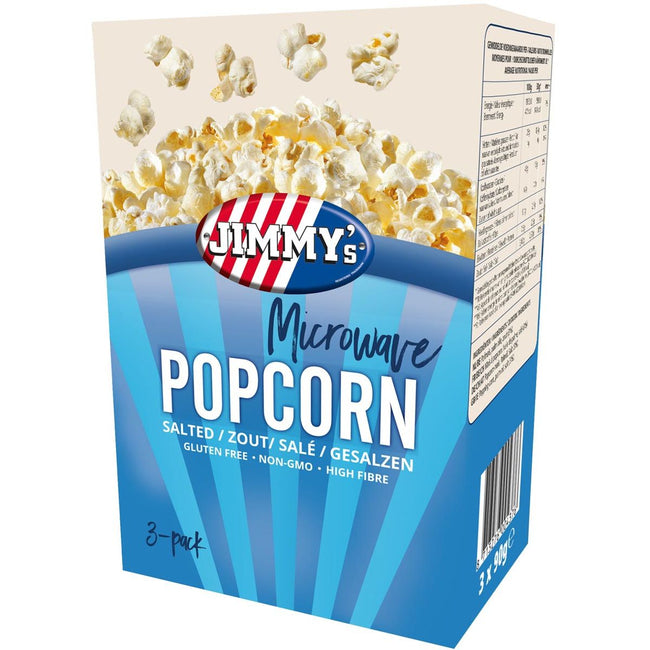 Jimmy's - Popcorn Micro-ondes, sel, boîte de 3 x 90 g