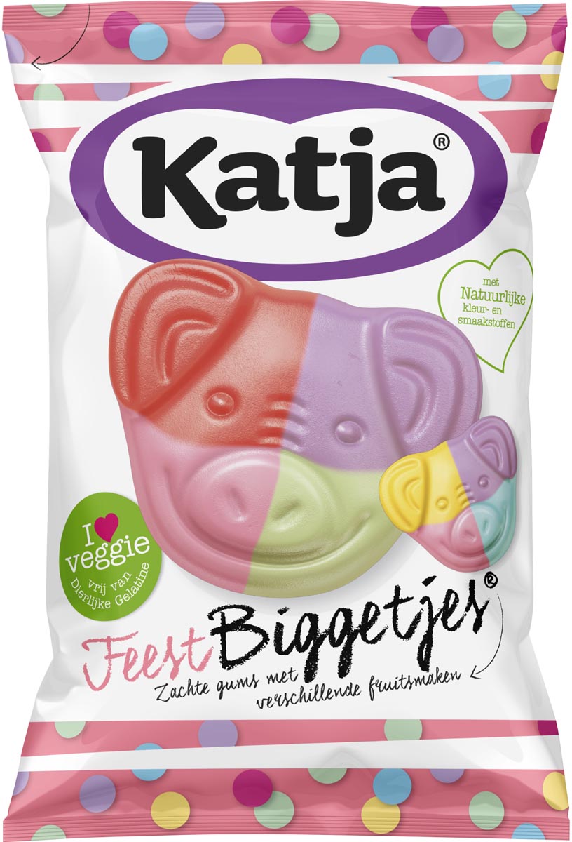 Katja - Party-Ferkel-Bonbon, weiche Gummibärchen mit verschiedenen Fruchtaromen, Beutel mit 250 g