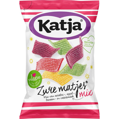 Katja - Bonbon Sour Matjes, mélange d'arômes fraise, pomme, banane et cassis, sachet de 250 g