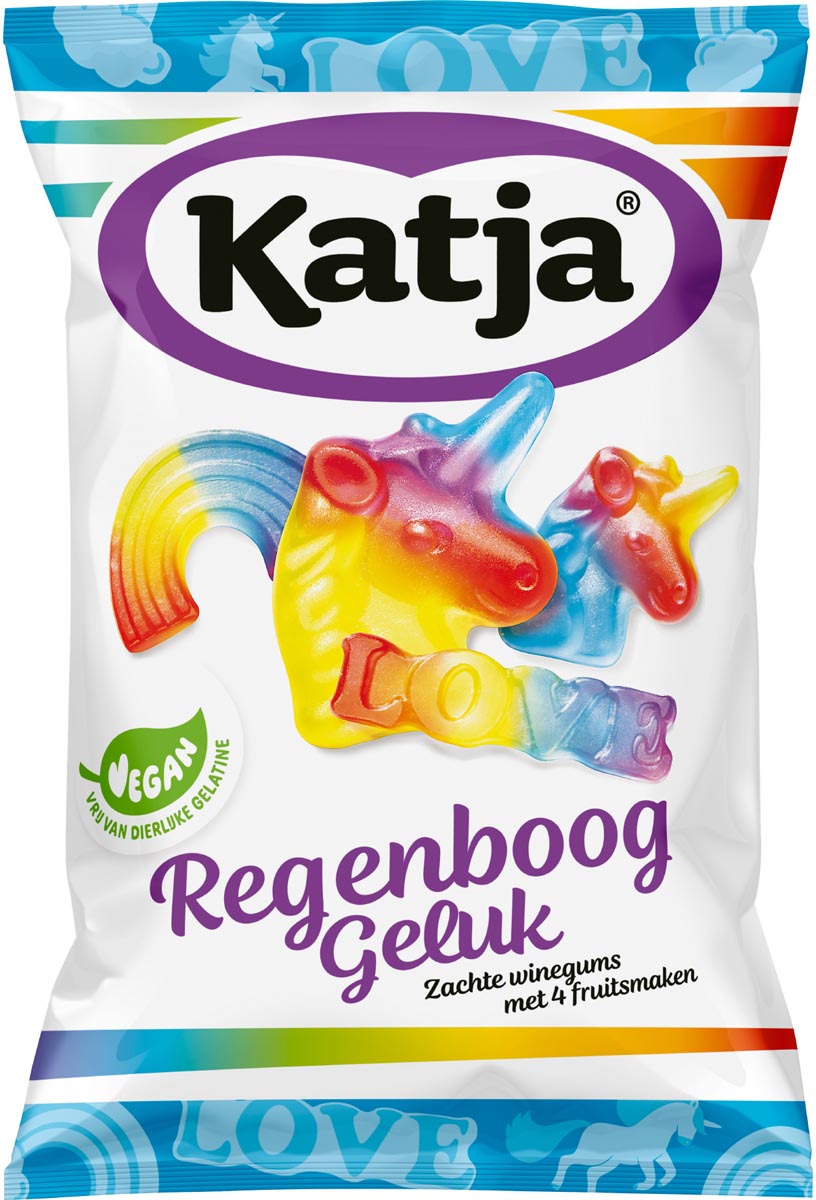 Katja - Katja Regenboog Geluk snoep, zachte winegums met 4 fruitsmaken, zak van 250 g