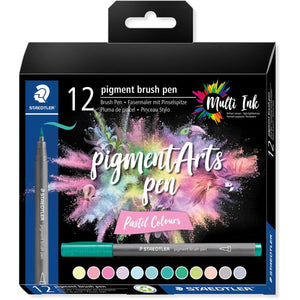 Staedtler -  Pigment Arts brush pen, etui van 12 stuks, tel Colours