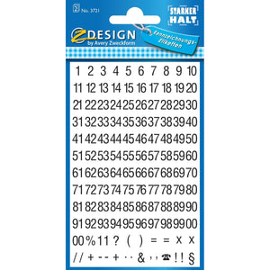 Avery Zweckform -  Etiketten cijfers en letters 1-100, 2 blad, zwart op wit