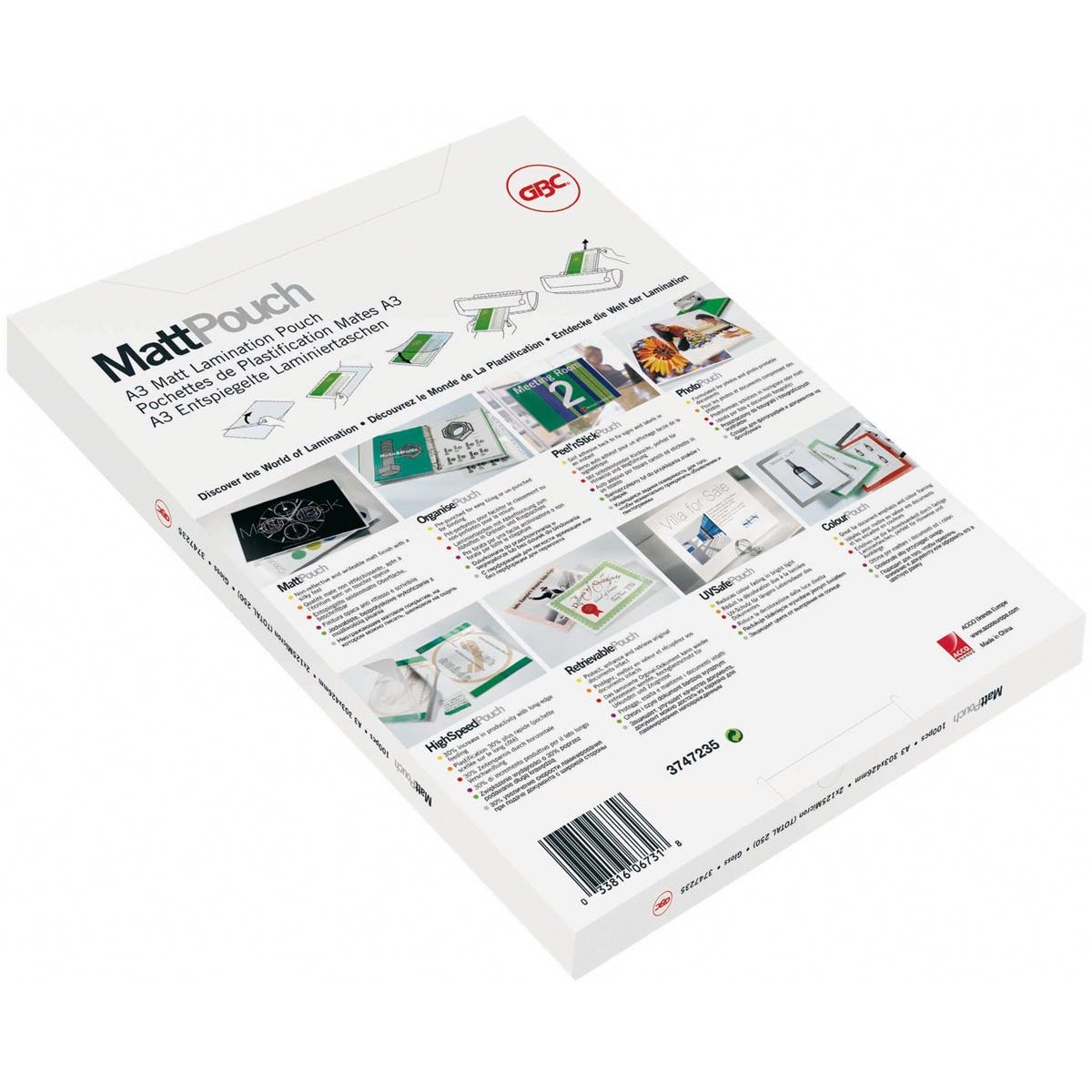 GBC - Matte Laminierfolie ft A4 150 Mikron (2 x 75 Mikron), matt/glänzend, Packung mit 50 Stück