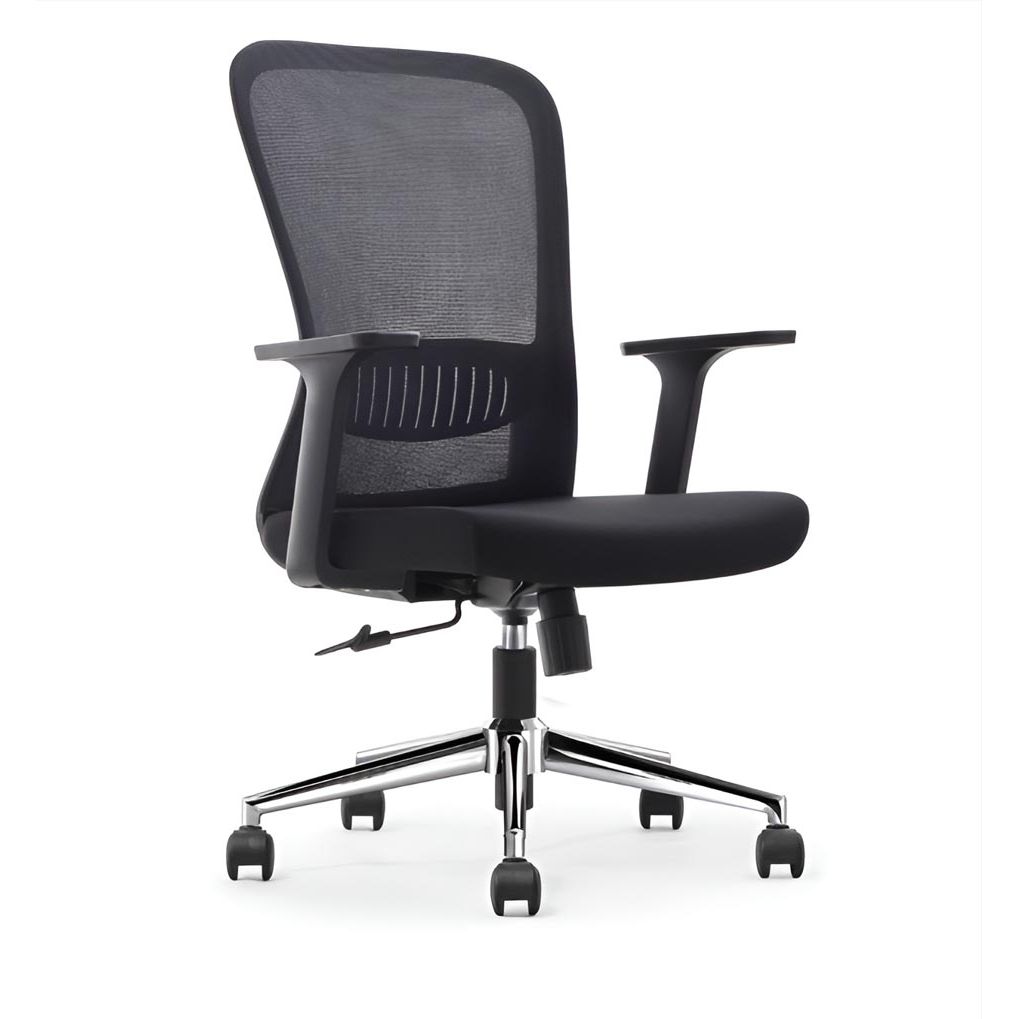 Sans marque - chaise de bureau ergonomique, piètement aluminium, noir, lot de 2 chaises