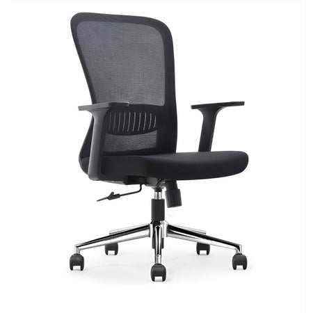 Sans marque - chaise de bureau ergonomique, piètement aluminium, noir, lot de 2 chaises