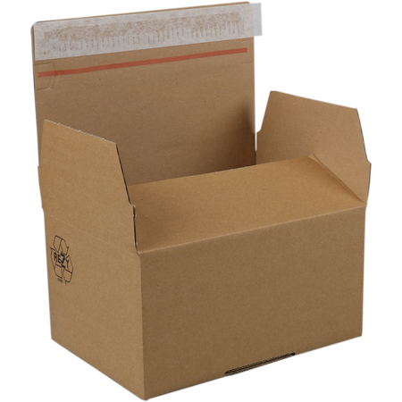 SendProof® - Boîte à colis postal | carton ondulé | 400x260x260mm | avec verrouillage automatique | marron | 10 pièces