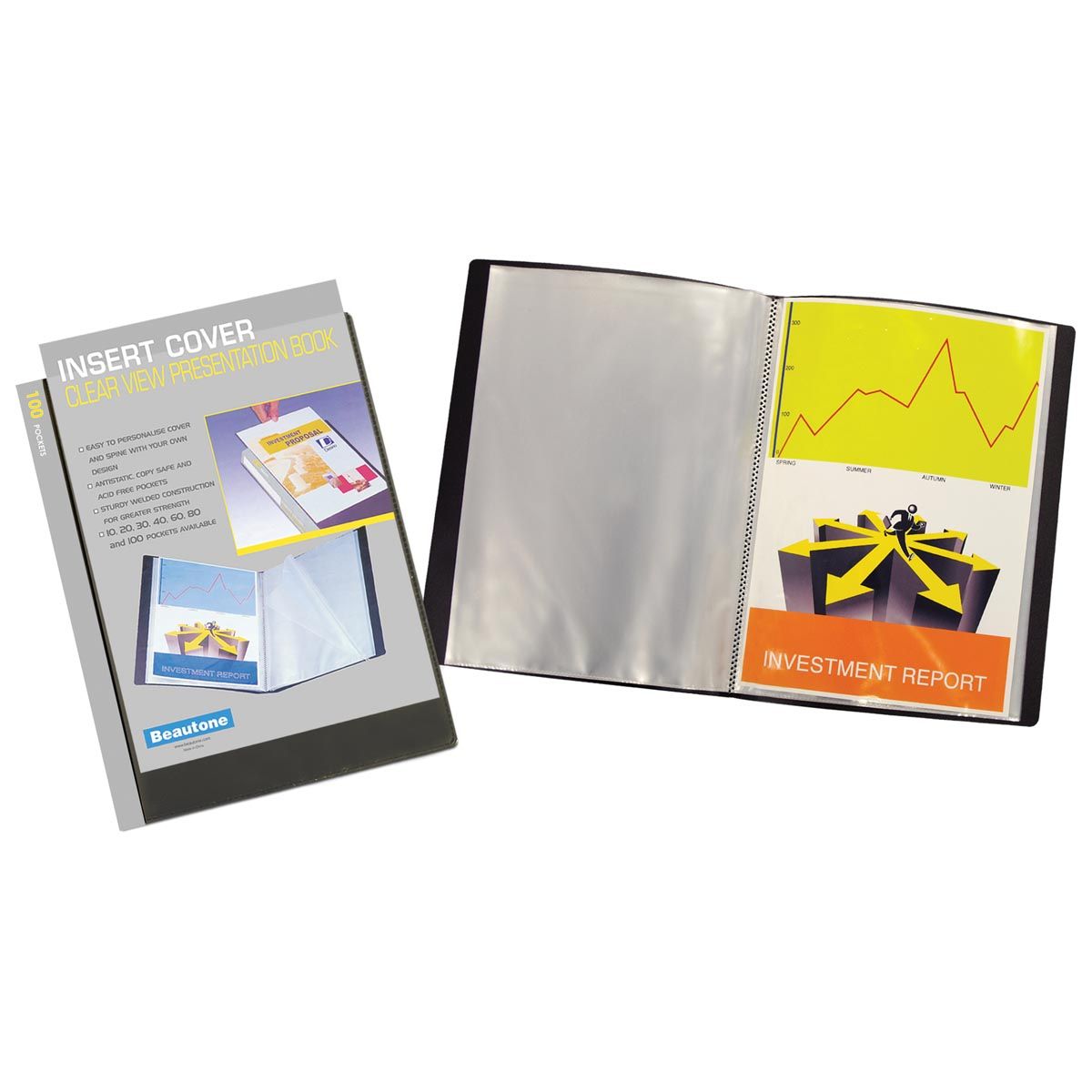 Beautone -   personaliseerbaar lbum, A4, 100 tassen, zwart