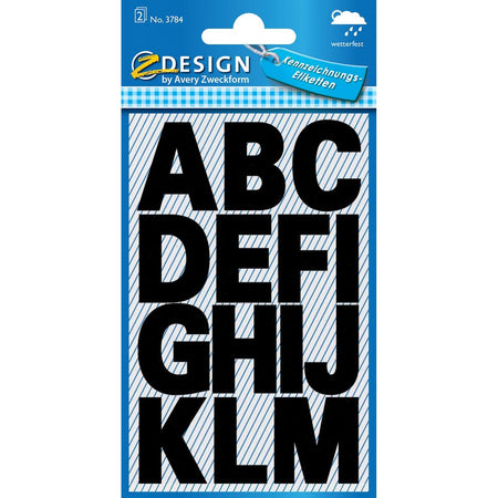 Avery Zweckform -  etiketten letters A-Z groot, 2 blad, zwart, waterbestendige folie