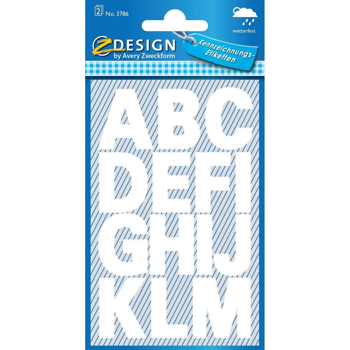 Avery Zweckform -  Etiketten cijfers en letters A-Z groot, 2 blad, wit, waterbestendige folie