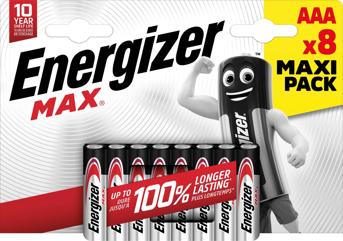 Energizer - batterijen Max AAA/LR03/E92, blister van 8, MaxIPACK