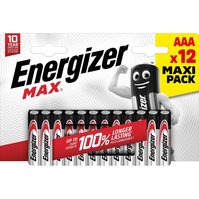 Energizer -  batterijen Max AAA, blister van 12 stuks