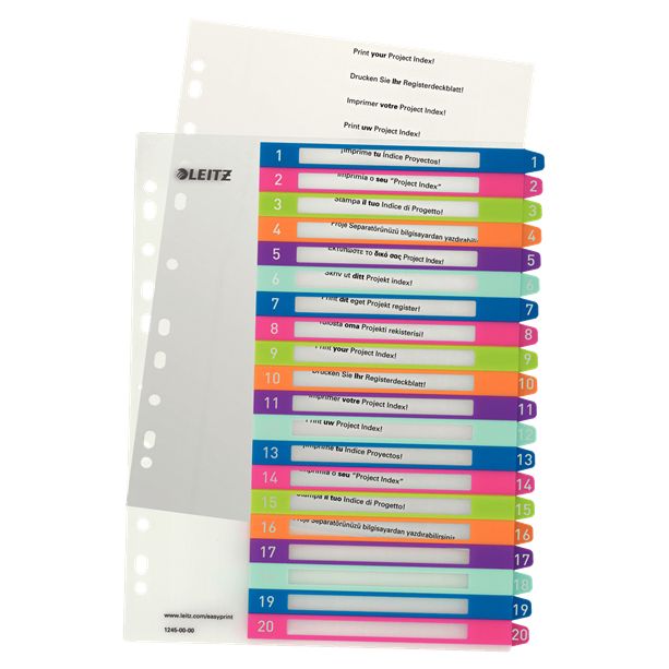 Leitz -  1245-00-00 Numerieke tabbladindex Polypropyleen (PP) Meerkleurig