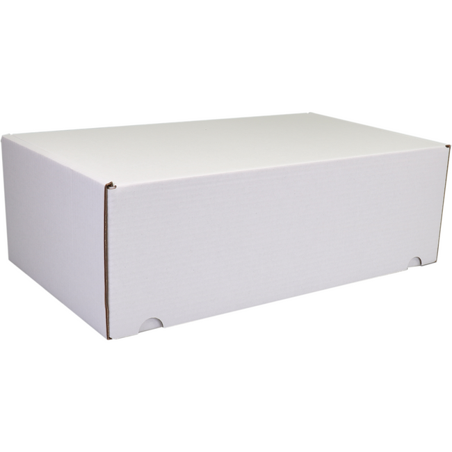 SendProof® - Boîte à colis postal | carton ondulé | 385x225x130mm | poinçonné | blanc | 25 pièces