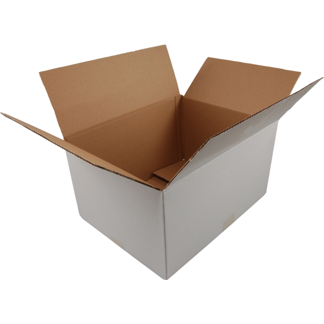 Klika - Boîte pliante américaine | carton ondulé | 250x180x100mm | vague unique | blanc | 25 pièces