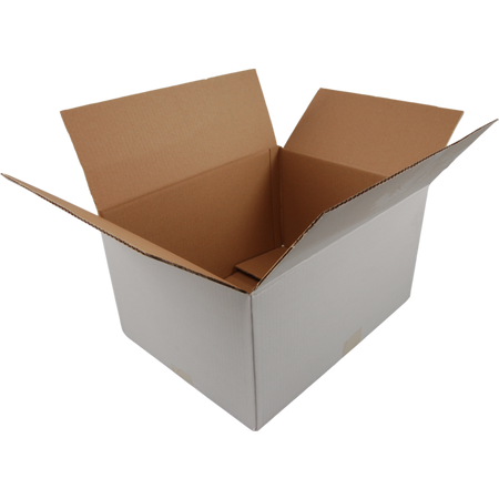 Klika - Boîte pliante américaine | carton ondulé | 250x180x100mm | vague unique | blanc | 25 pièces