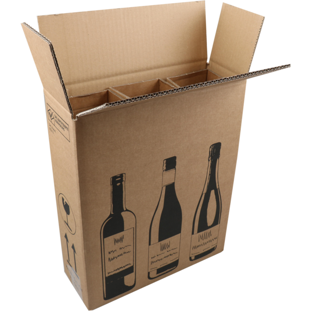 Sendproof® - Boîte d'expédition de bouteille de vin DD pour 3 bouteilles 305x108x368mm