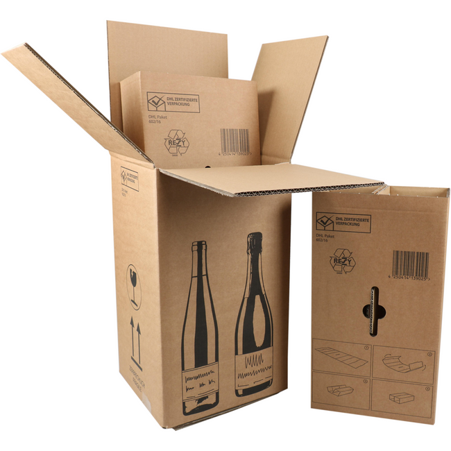 Sendproof® - Boîte d'expédition de bouteille de vin DD pour 4 bouteilles 212x204x368mm