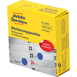 Avery Zweckform -  marking dots, diameter 19 mm, rol met 250 stuks, blauw
