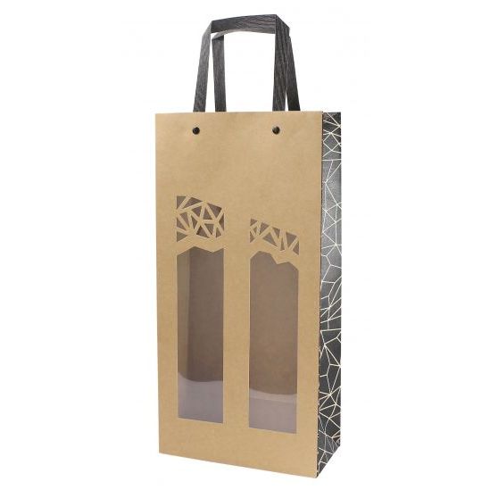 Timmers - Sachet bouteille de vin 2 bouteilles 190+95x385mm Authentique (10 pièces)