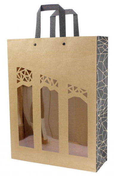 Timmers - Sachet bouteille de vin 3 bouteilles 285+95x385mm Authentique (10 pièces)