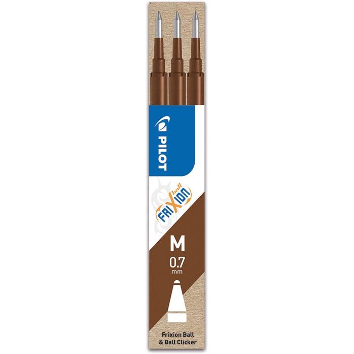 Pilot - recharges pour Frixion Ball et Frixion Ball Clicker, marron, coffret de 3 pièces