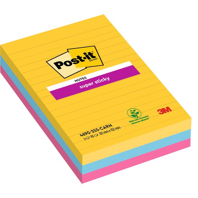 Post-it - Bloc mémo 4690 super collant 101x152mm noir
