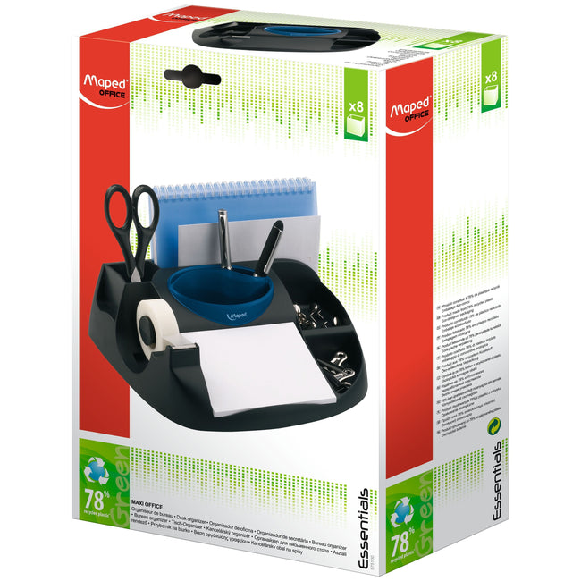 Maped Office - Schreibtischorganizer Essentials Green Maxi mit 8 schwarzen Fächern