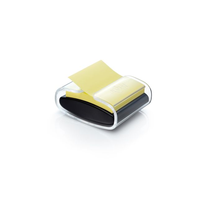 Post-it Super Sticky - Memopad Dispenser Pro für Z-Notes 76x76mm inkl. Notizzettel transparent schwarz