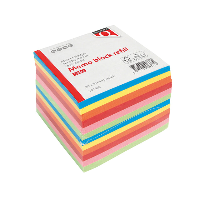 Quantore - Bloc-notes 90x90mm 700 feuilles mobiles assorties | 12 pièces