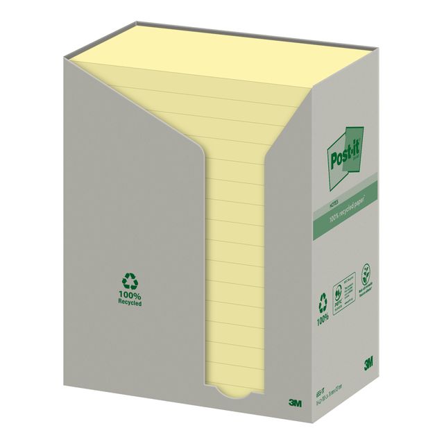 Post-it -  Memoblok  655 76x127mm recycled geel