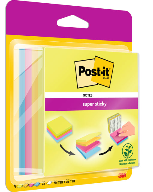 Post-it - Bloc mémo 2014 Super Sticky 76x76mm cube intelligent Rio 300 feuilles